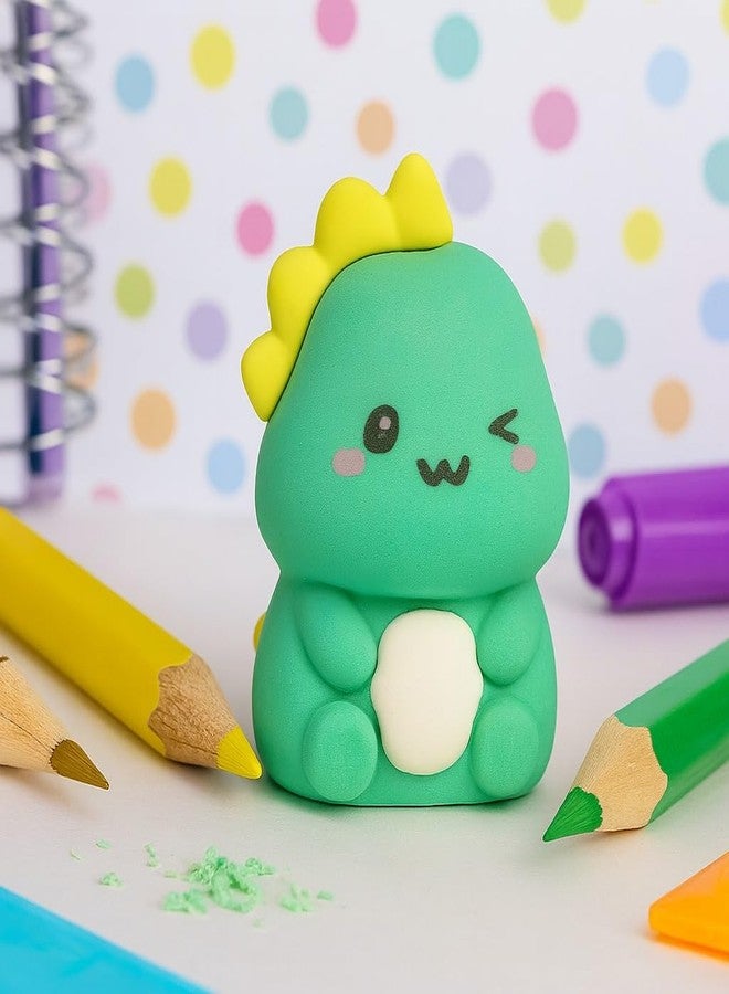 Crafty Cuddle ممحاة ومبراة كرافتي كادل اللطيفة 2 في 1 للأطفال والطلاب | أدوات مكتبية فريدة | ناعمة وممتعة | عبوة من قطعتين - هدية مثالية لعيد الميلاد (ديناصور) - Image 5